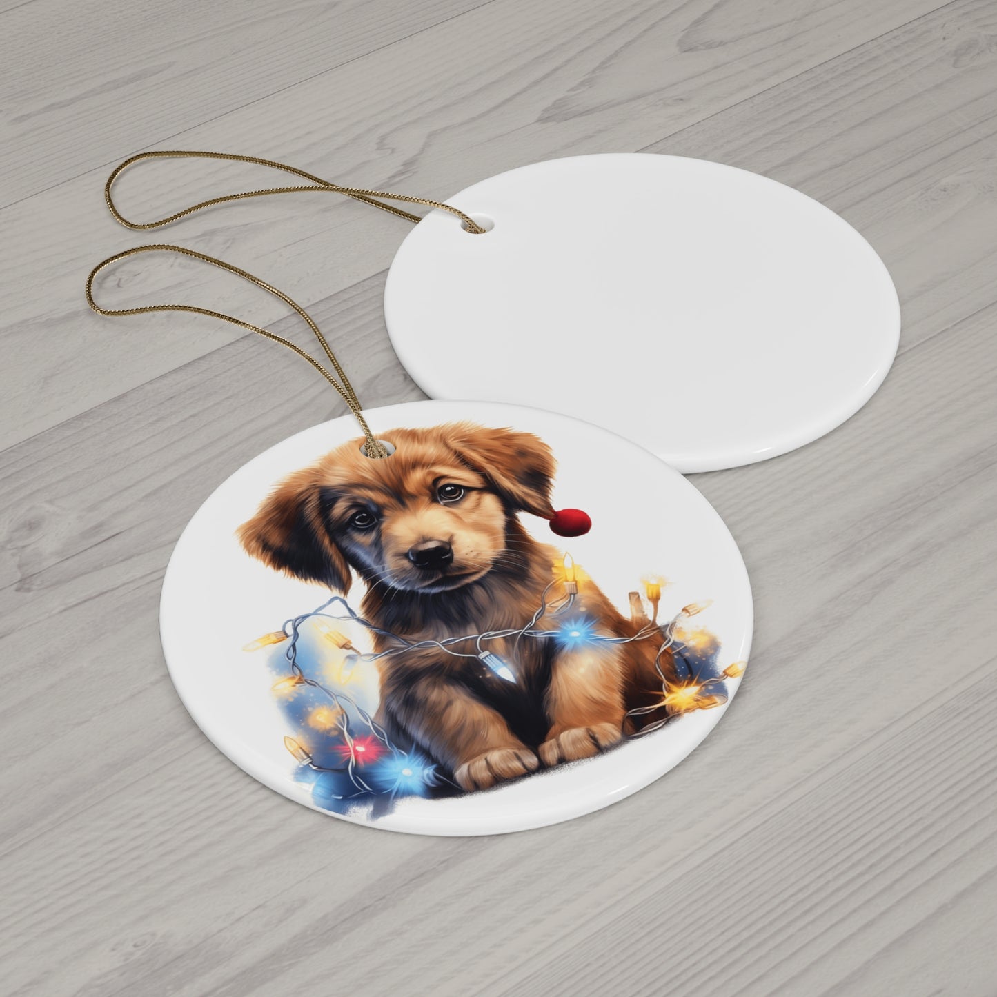 Christmas Dog Ceramic Disc Ornament               Item #4157738