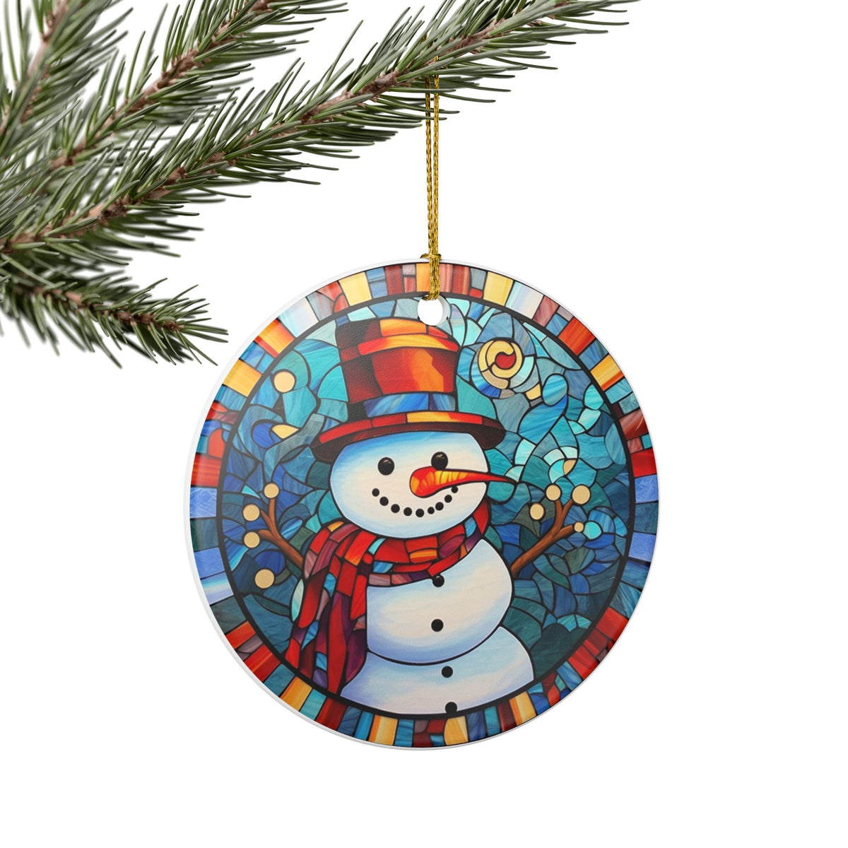 Stained Glass Snowman Christmas Ornament   Item #568132