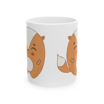 Cute Fox Ceramic Mug — Adorable Smiling Fox Coffee Cup 11oz   Item #910122