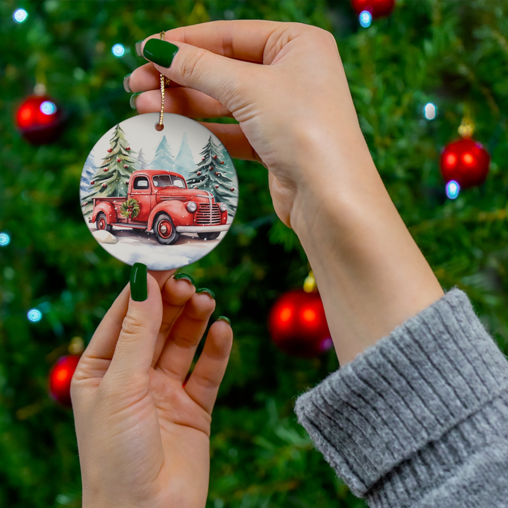 Ceramic Ornament - Red Truck     Item #1553953 - Buckshot's Bargain Barn