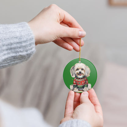 Christmas Dog in Sweater Ceramic Ornament   Item #199086