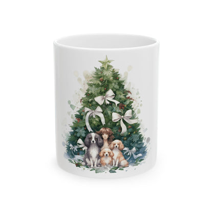 Christmas Tree Dogs Ceramic Mug — Holiday Puppy Coffee Cup 11oz  Item #347379