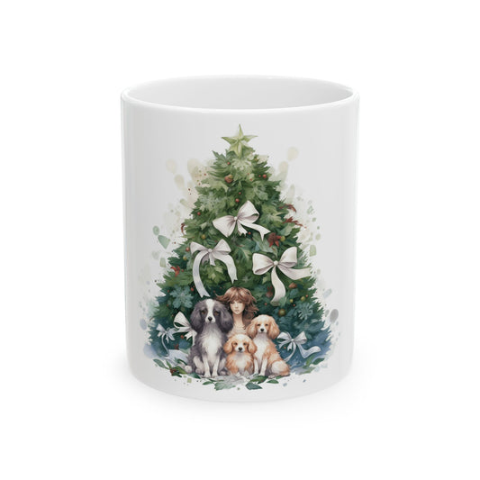 Christmas Tree Dogs Ceramic Mug — Holiday Puppy Coffee Cup 11oz  Item #347379