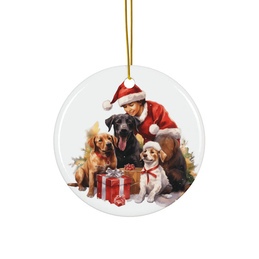 Christmas Dog Ceramic Disc Ornament              Item #9722801