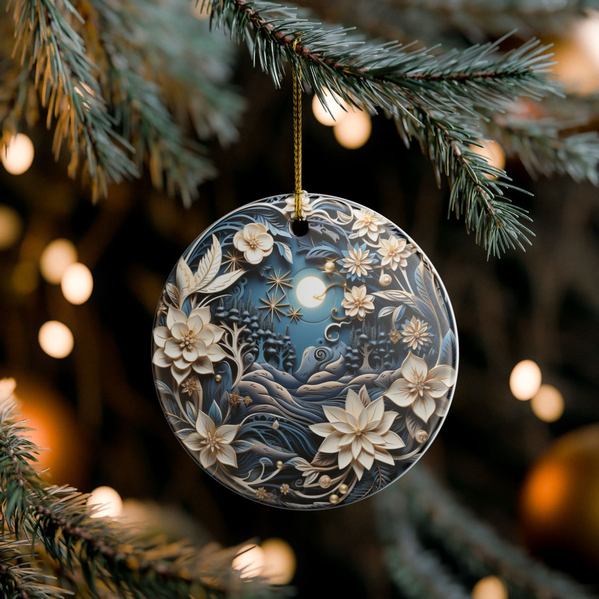 Celestial Floral Ceramic Ornament   Item #136566