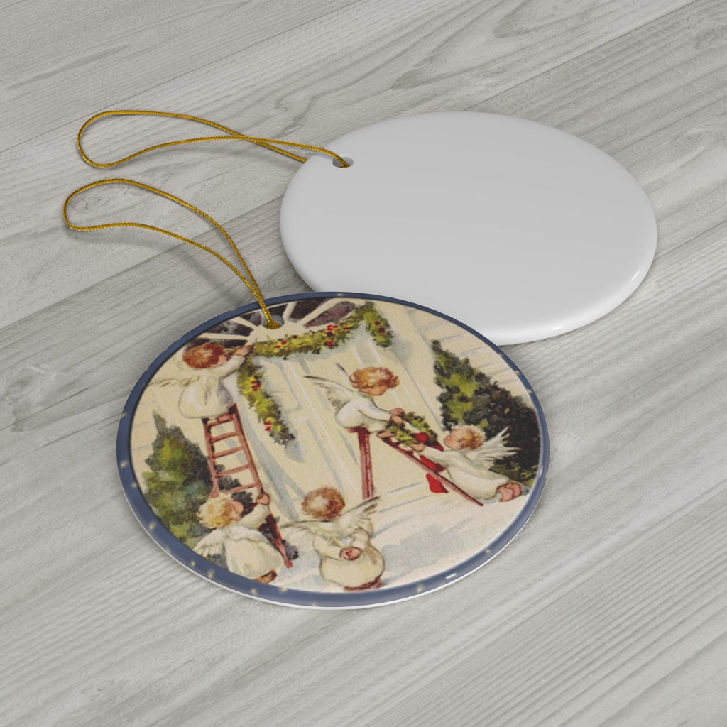 Christmas Scene Ceramic Disc Ornament          Item #8043825