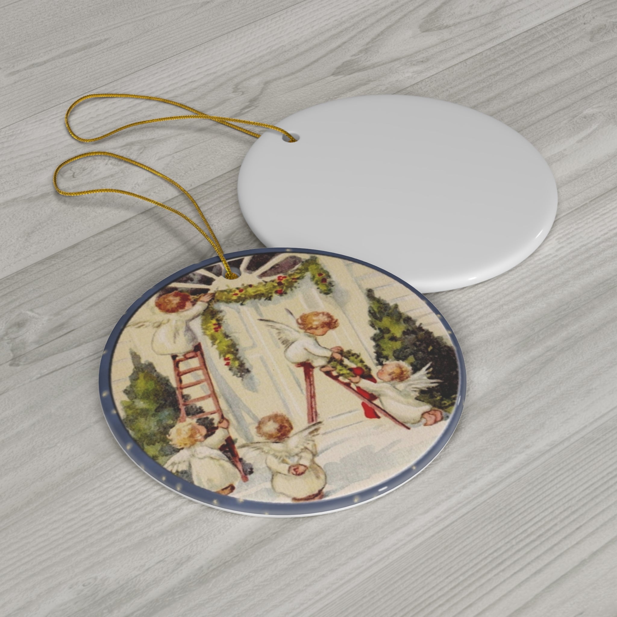 Christmas Scene Ceramic Disc Ornament          Item #8043825