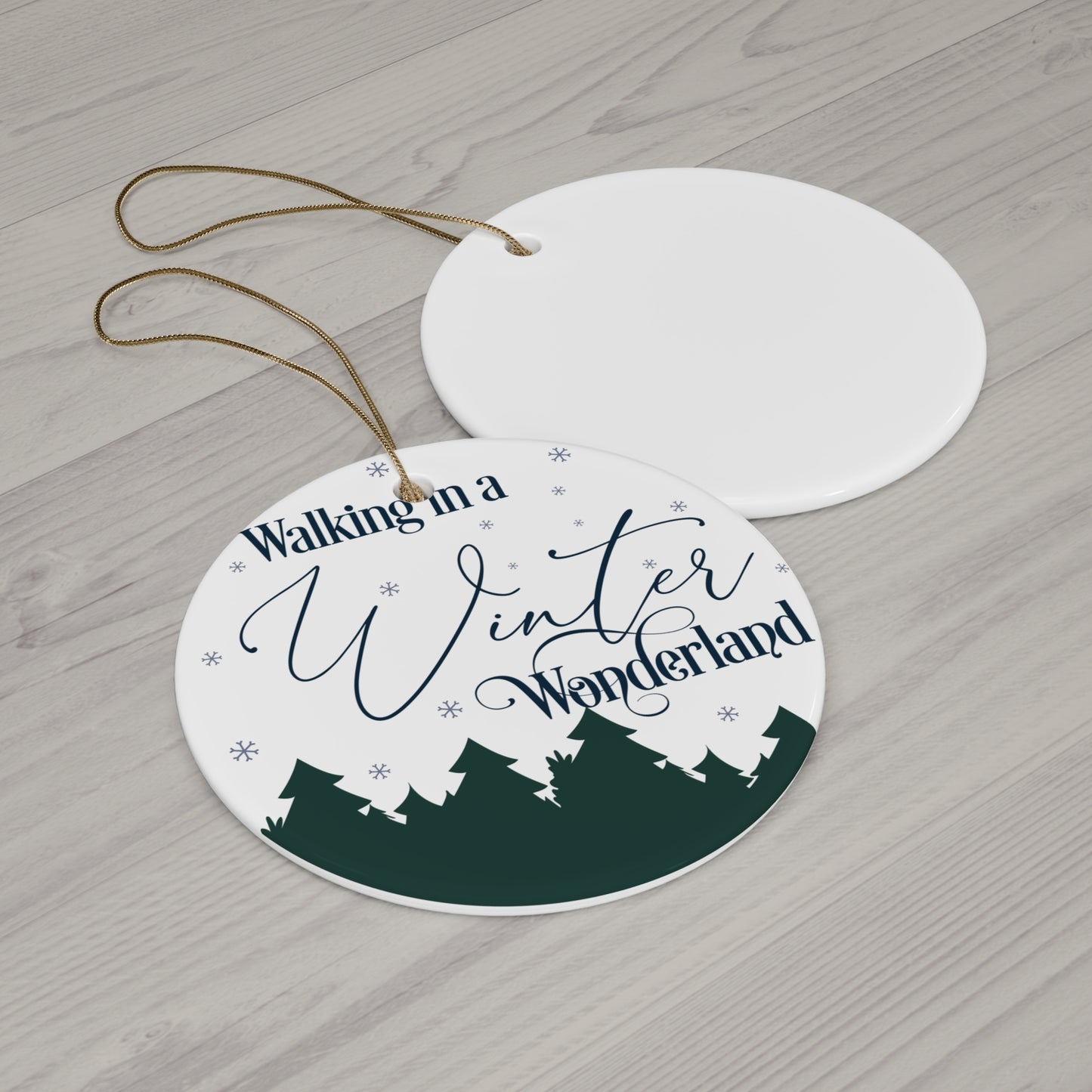 Walking In A Winter Wonderland Ceramic Disc Ornament        Item #6689295