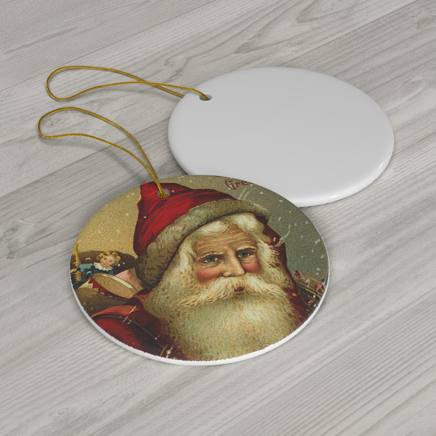 Santa Ceramic Disc Ornament          Item #418079