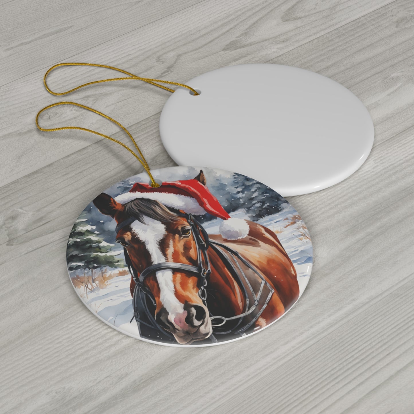 Horse Christmas Ceramic Disc Ornament      Item #5278366