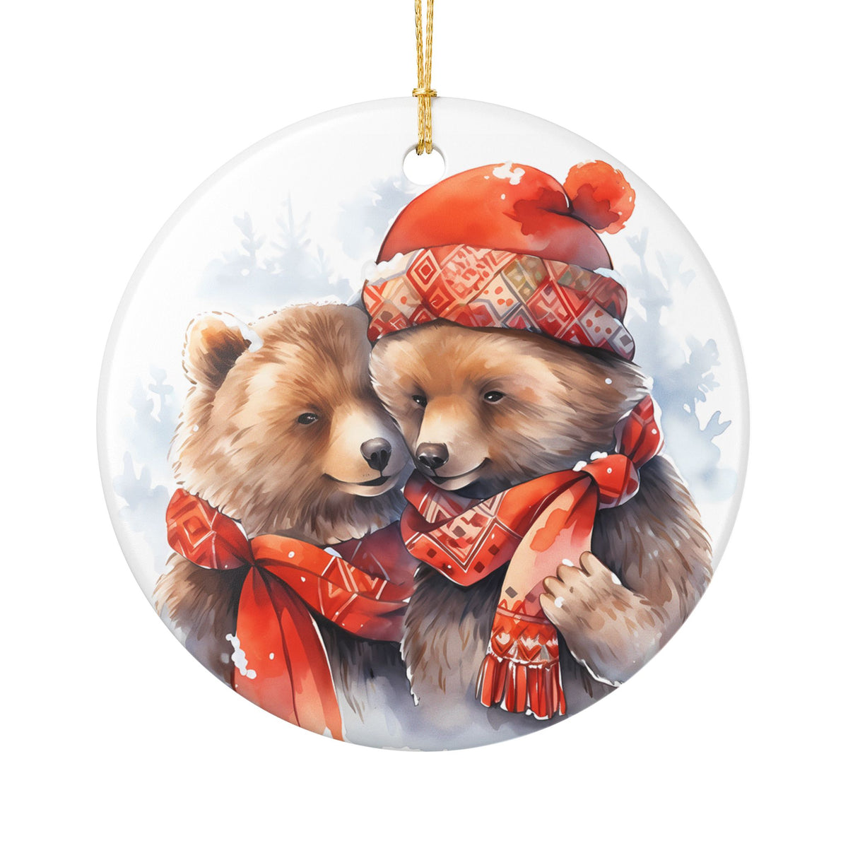Woodland Bear Couple Christmas Ornament    Item #9274