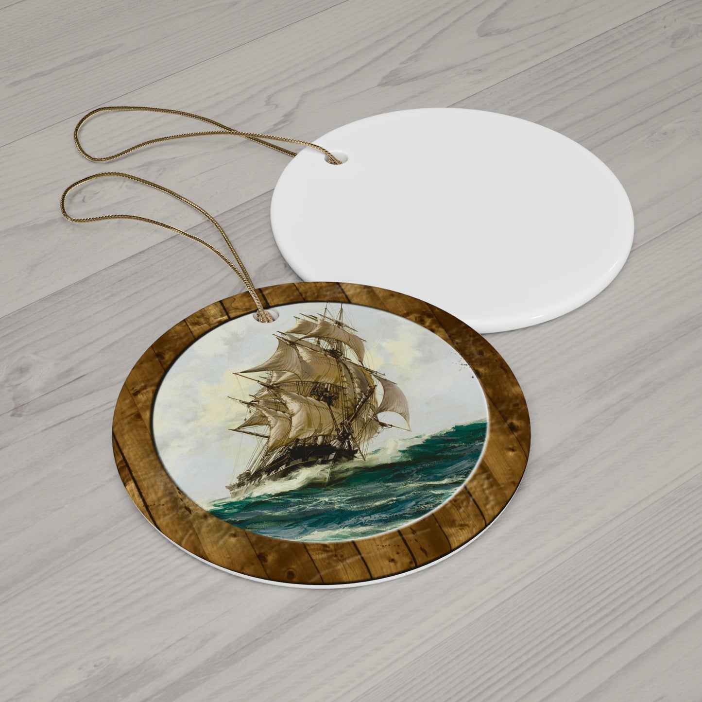 Sailing Ship Ceramic Disc Ornament      Item #575752