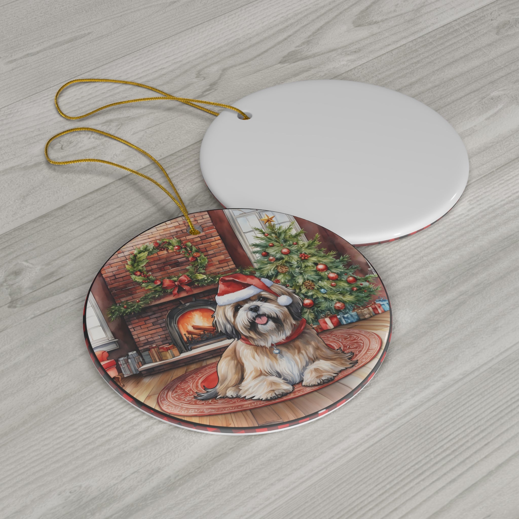 Ceramic Ornament - Lhasa Apso Christmas Dog       Item #8966134