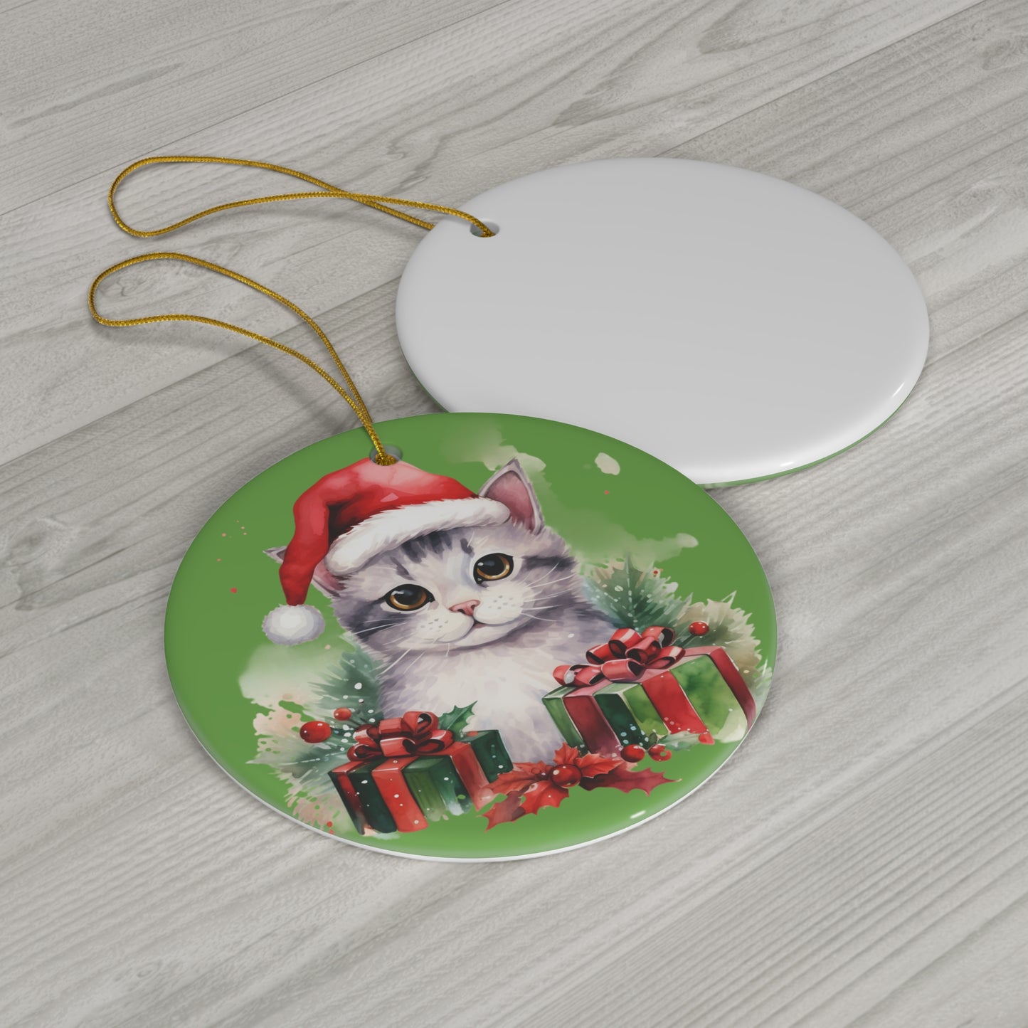 Ceramic Ornament - Christmas Cat      Item #1809491