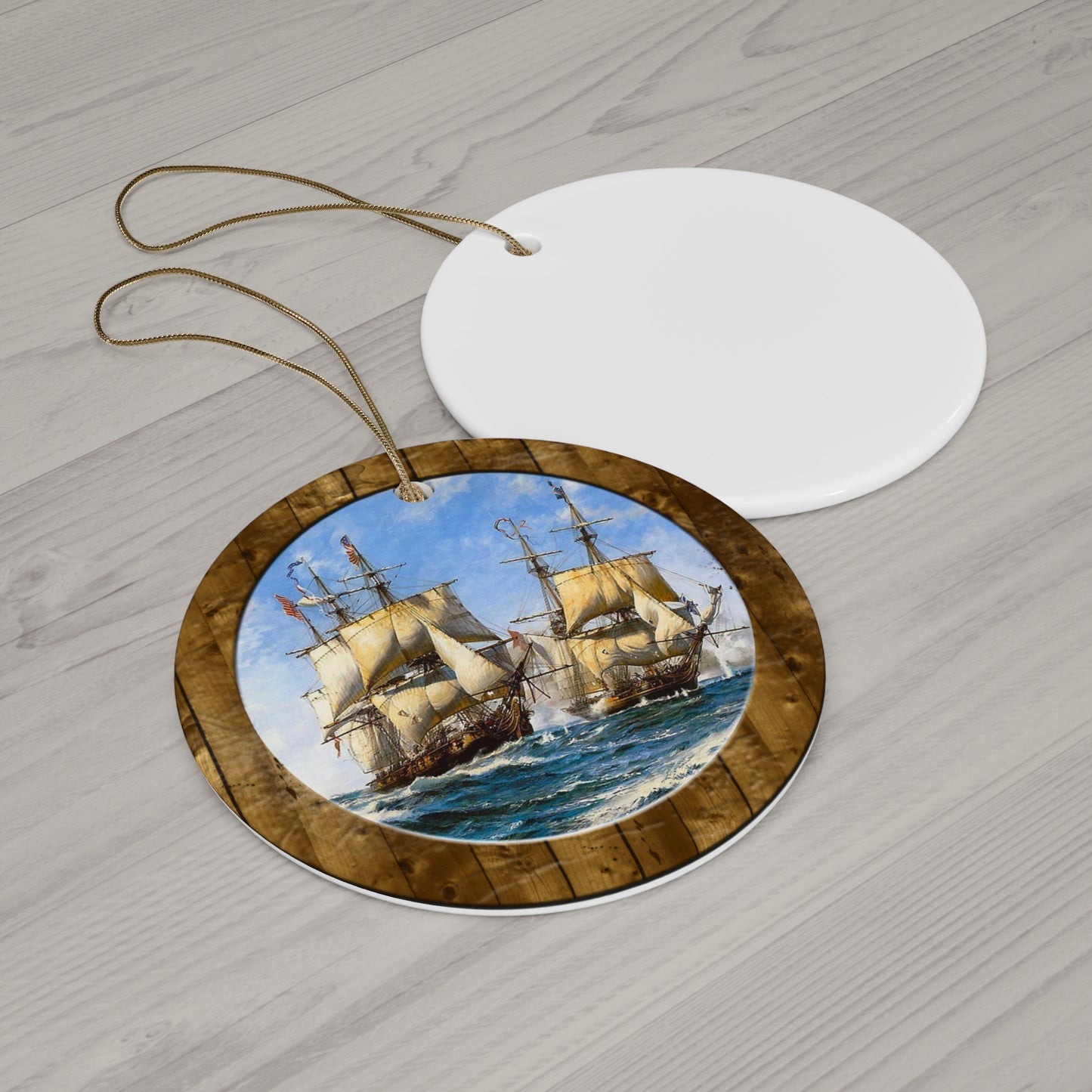 Sailing Ship Ceramic Disc Ornament      Item #5631245