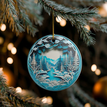Ceramic Winter Wonderland Forest Ornament   Item #738332