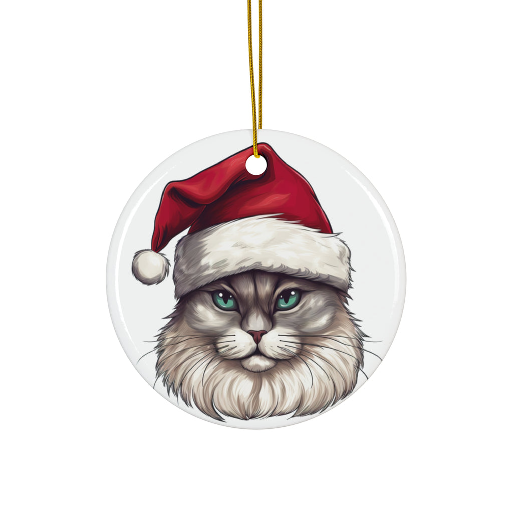 Neva Masquarade Cat With Santa Hat Ceramic Ornament      Item #835356 - Buckshot's Bargain Barn