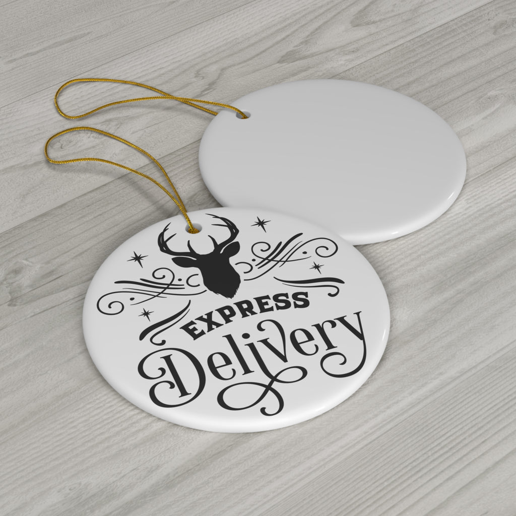 Express Delivery Reindeer Ceramic Ornament     Item #8129752 - Buckshot's Bargain Barn