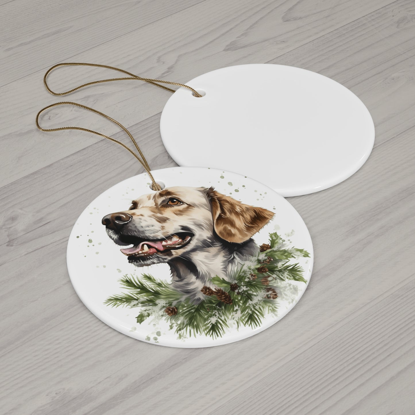 Christmas Dog Ceramic Disc Ornament             Item #91672