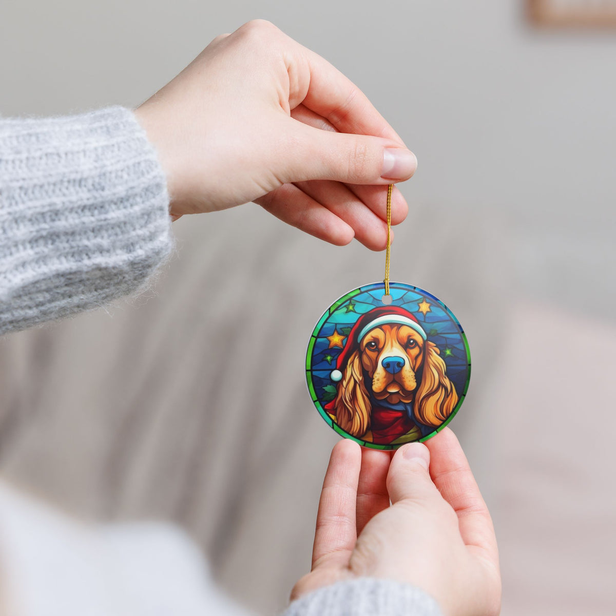 Christmas Cocker Spaniel Dog Ceramic Ornament   Item #283516