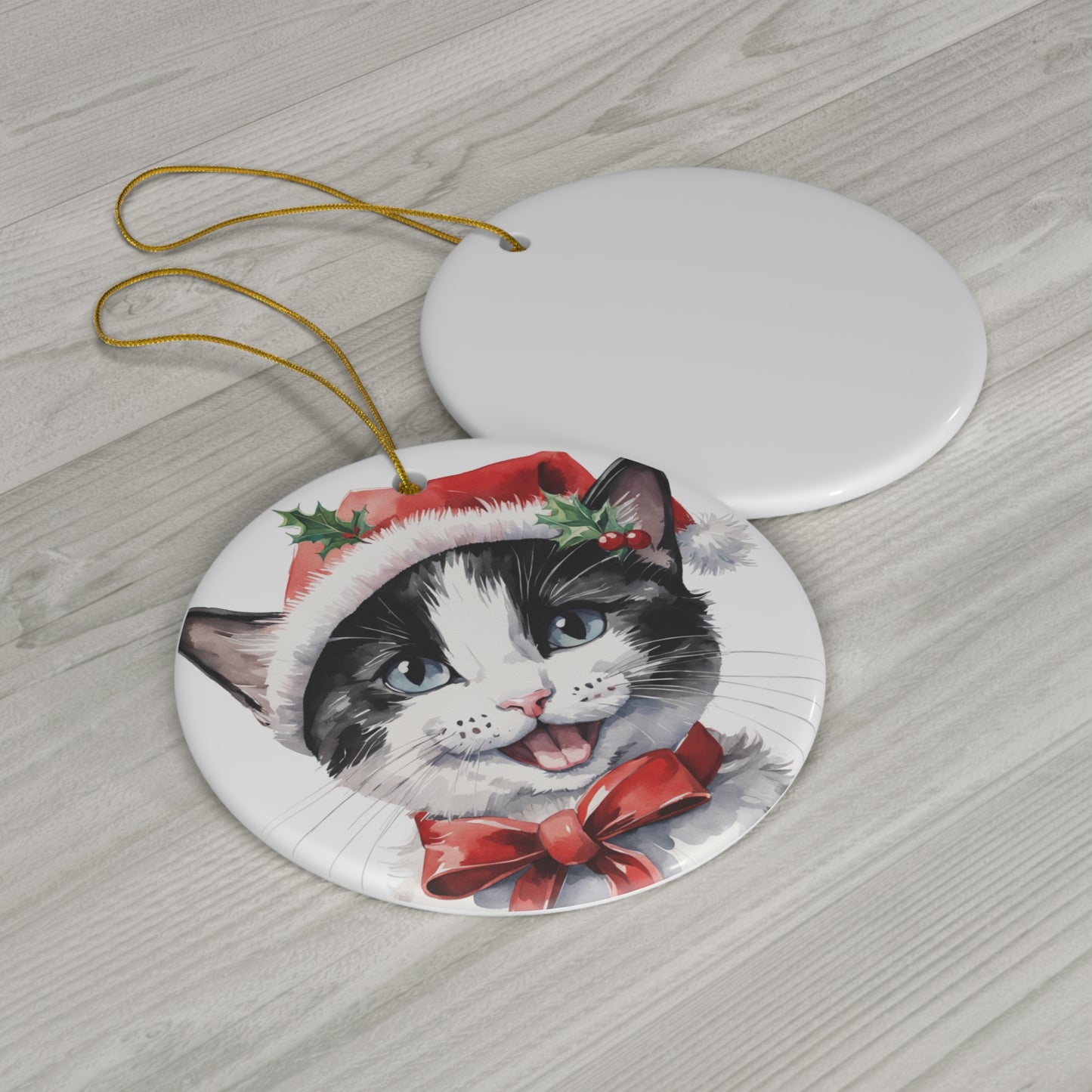 Ceramic Ornament - Christmas Cat     Item #9702796