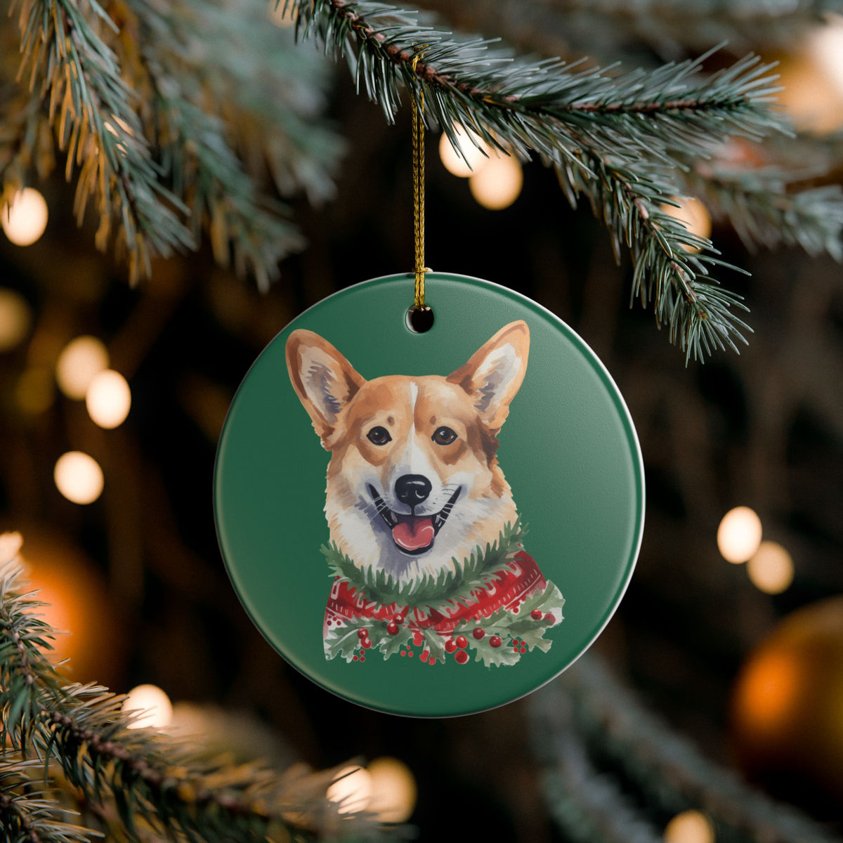 Christmas Corgi Ceramic Ornament   Item #638788