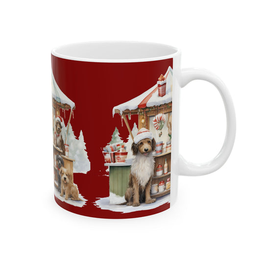 Christmas Dog Market Ceramic Mug — Festive Puppies Holiday Coffee Cup 11oz  Item #550858
