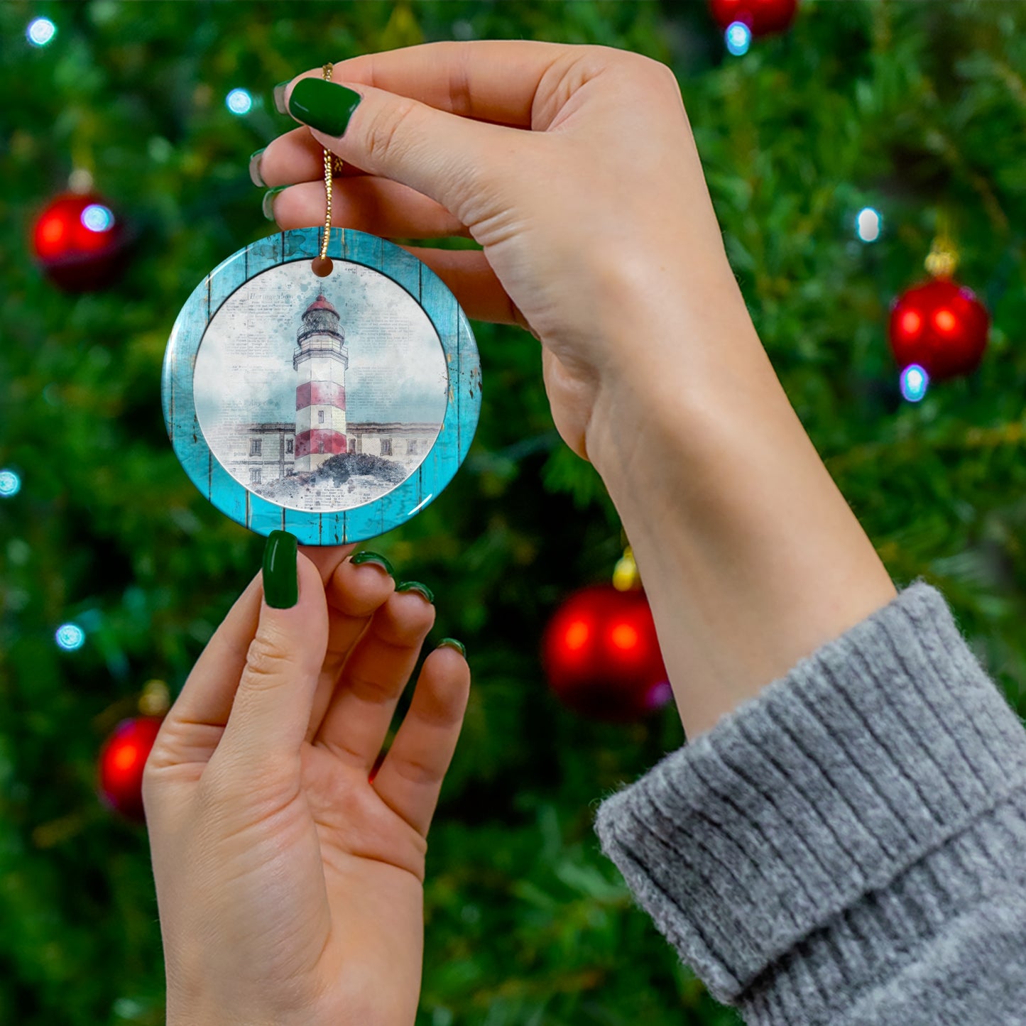 Lighthouse Ceramic Disc Ornament      Item #192386