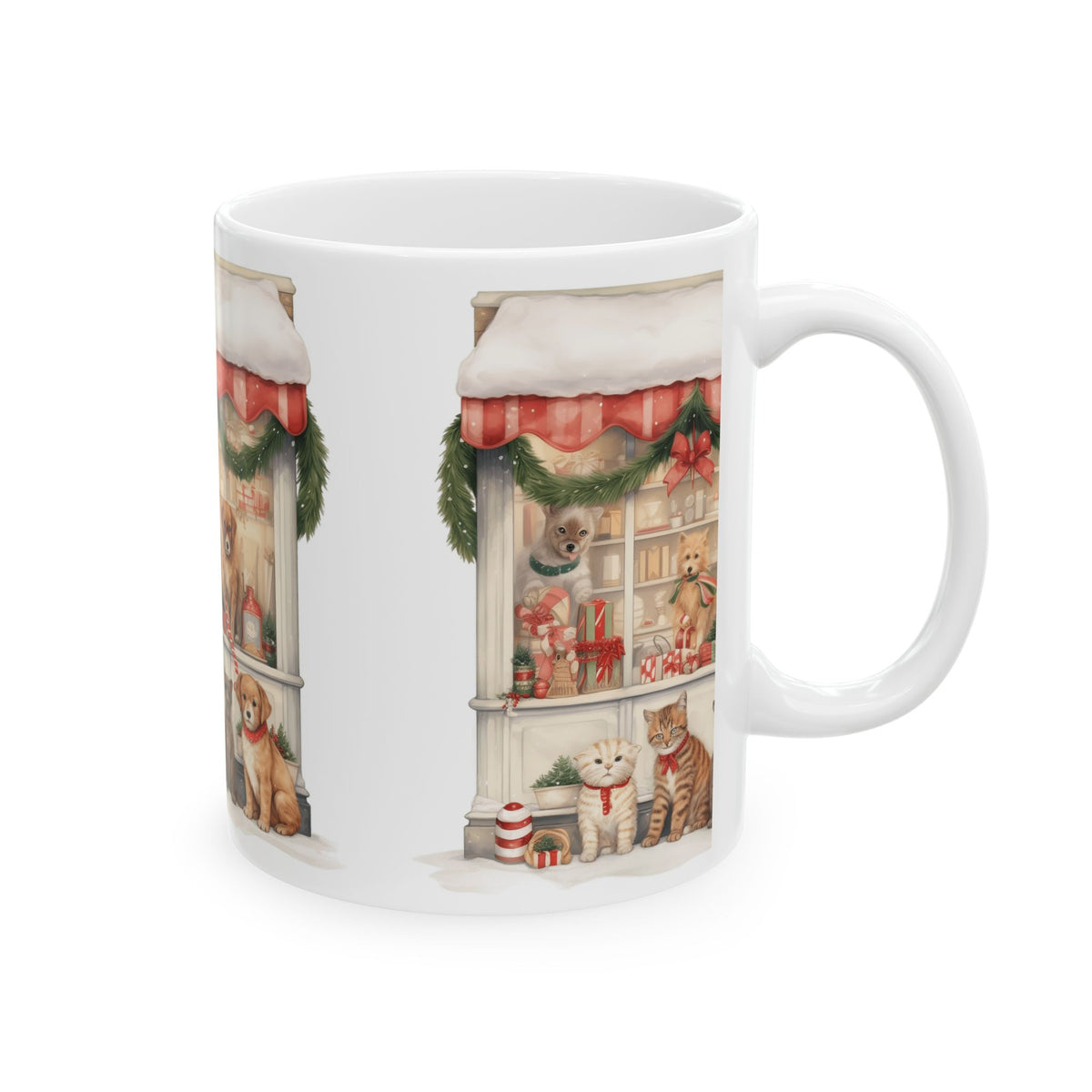 Holiday Pet Shop Ceramic Mug — Christmas Cats & Dogs 11oz   Item #430471