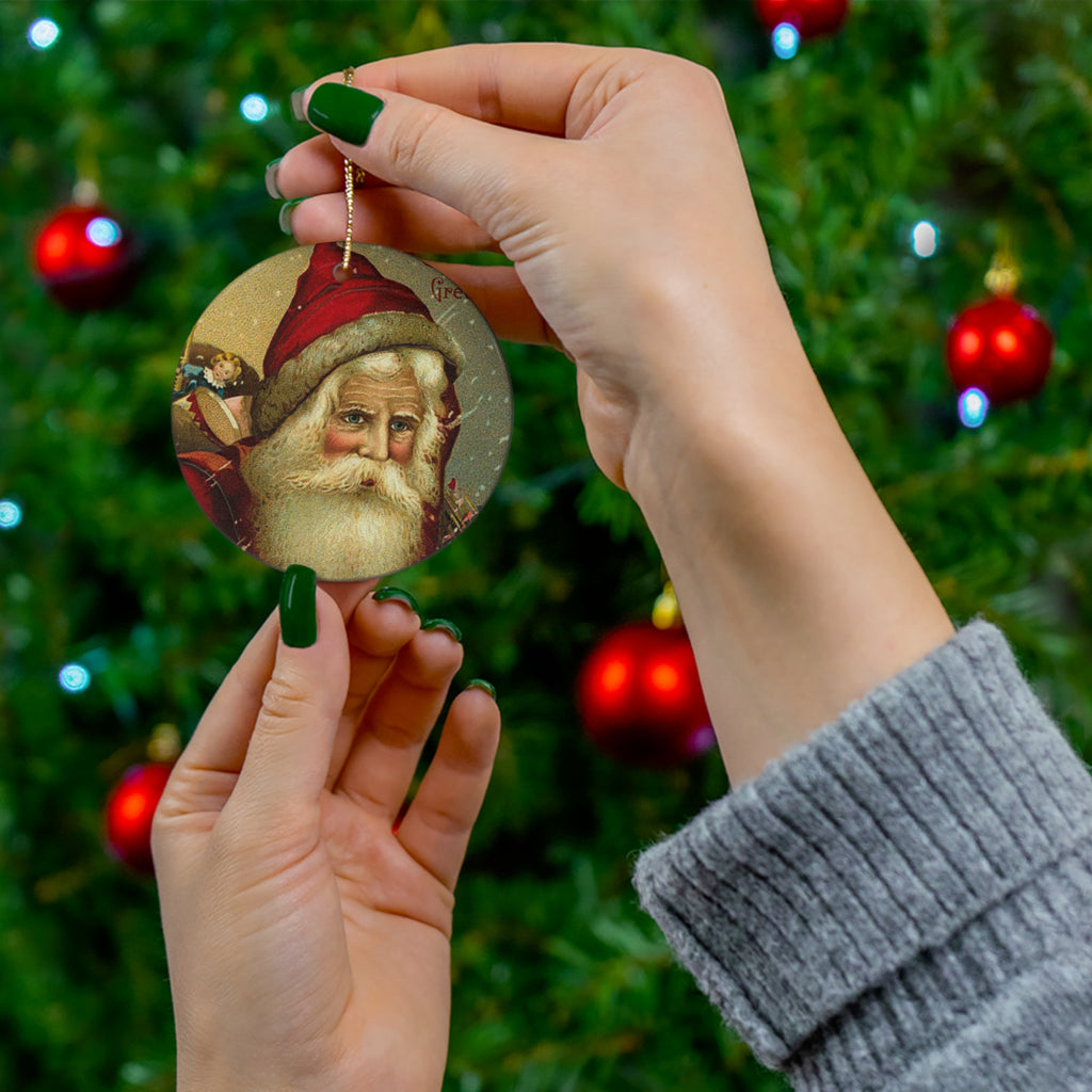 Santa Ceramic Disc Ornament         Item #9612126