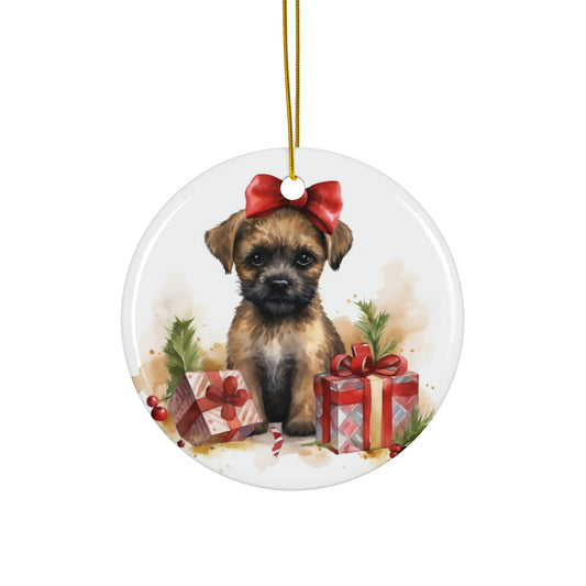 Ceramic Ornament - Christmas Border Terrier Dog      Item #3042763