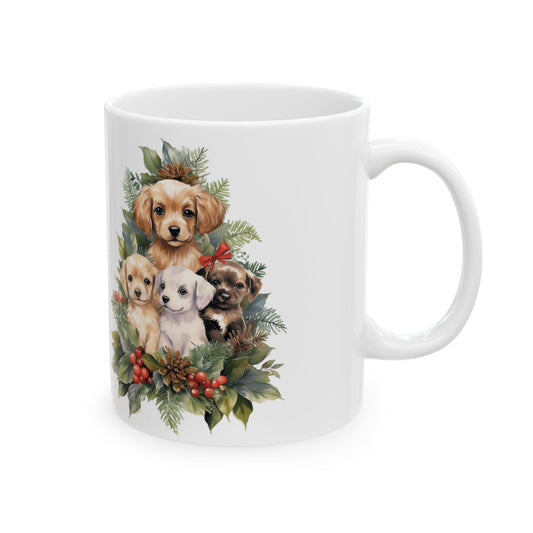 Christmas Dogs Wreath Ceramic Mug 11oz   Item #379152
