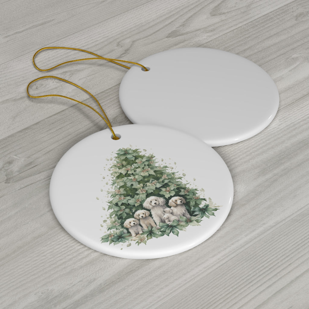 Christmas Tree Dog Ceramic Disc Ornament               Item #5992207