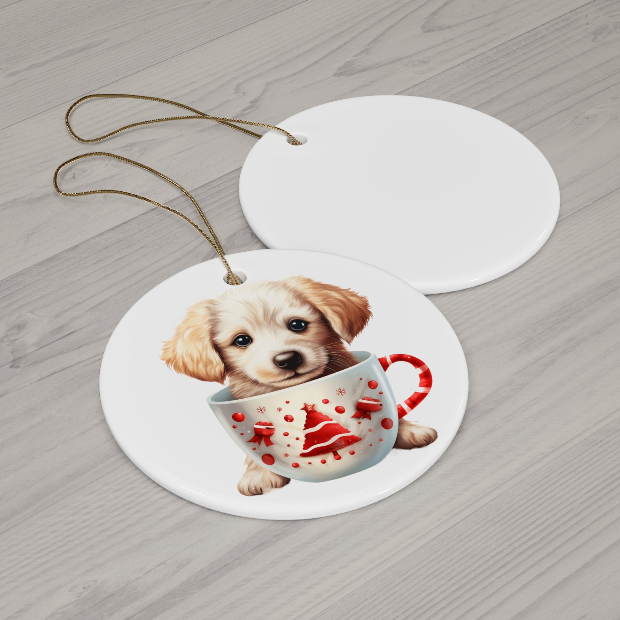 Christmas Dog Ceramic Disc Ornament             Item #6326004