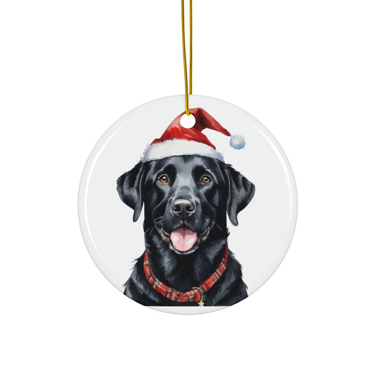 Ceramic Ornament - Labrador Retriever With Santa Hat      Item #36794