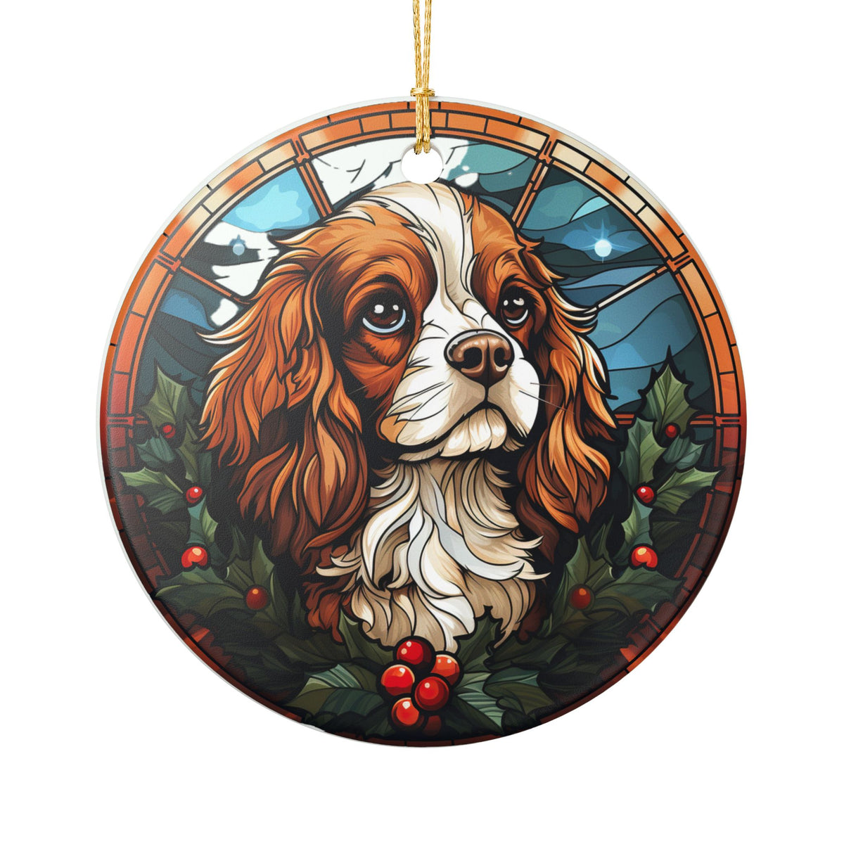 Cavalier King Charles Spaniel Dog Christmas Ceramic Ornament Item #356316