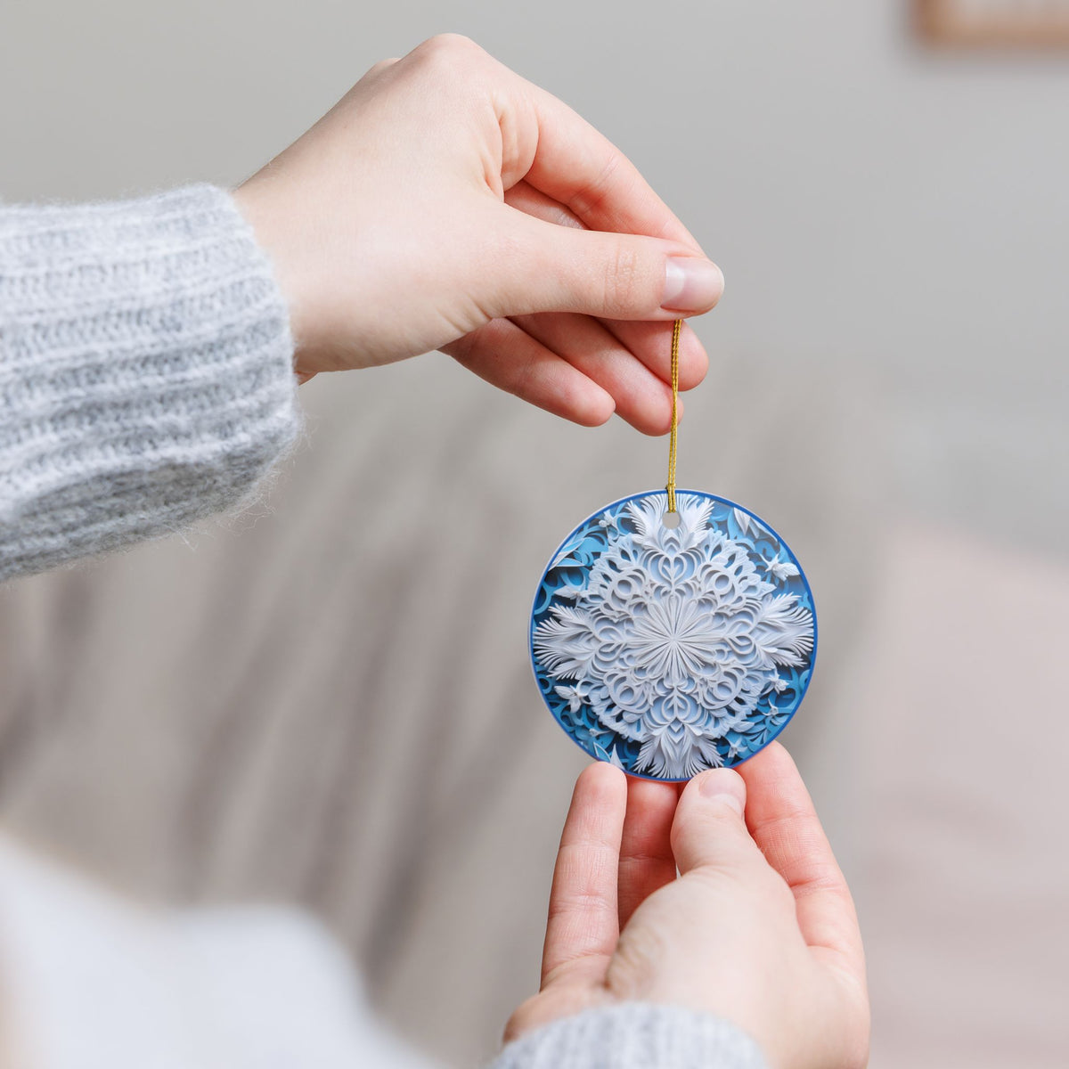 Blue Snowflake Ceramic Ornament   Item #256499