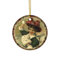 Woman With Snowball Ceramic Disc Ornament        Item #488508 - Buckshot's Bargain Barn