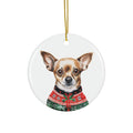 Dog With Christmas Sweater Ceramic Disc Ornament          Item #2163837