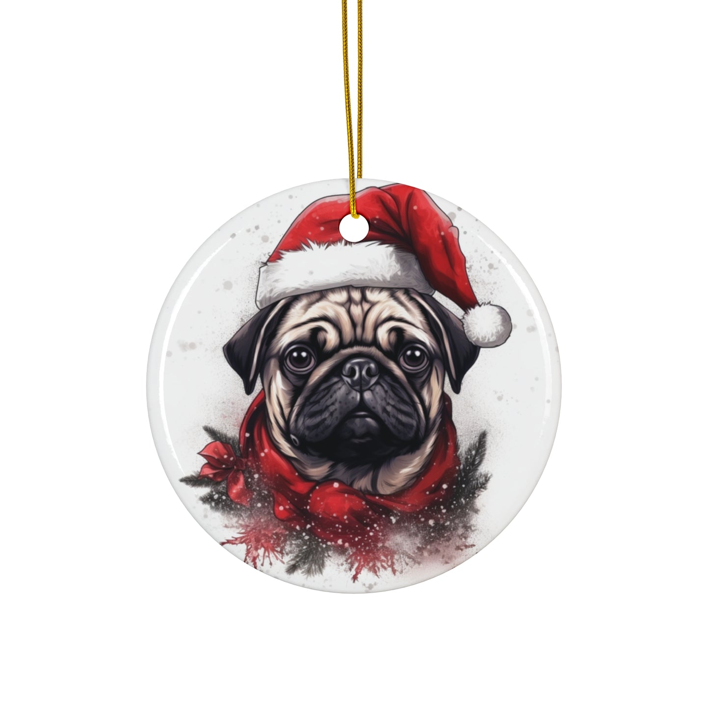 Ceramic Ornament - Christmas Pug Dog   Item #1521823