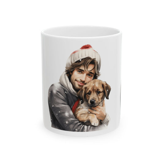 Christmas Cozy Man with Puppy Ceramic Mug 11oz   Item #811398