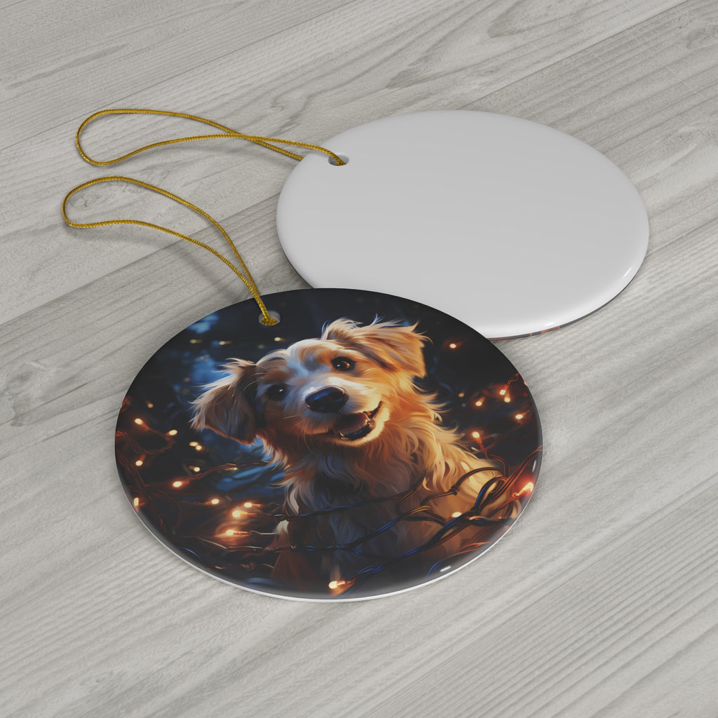 Ceramic Ornament - Xmas Dog With Lights       Item #6121269