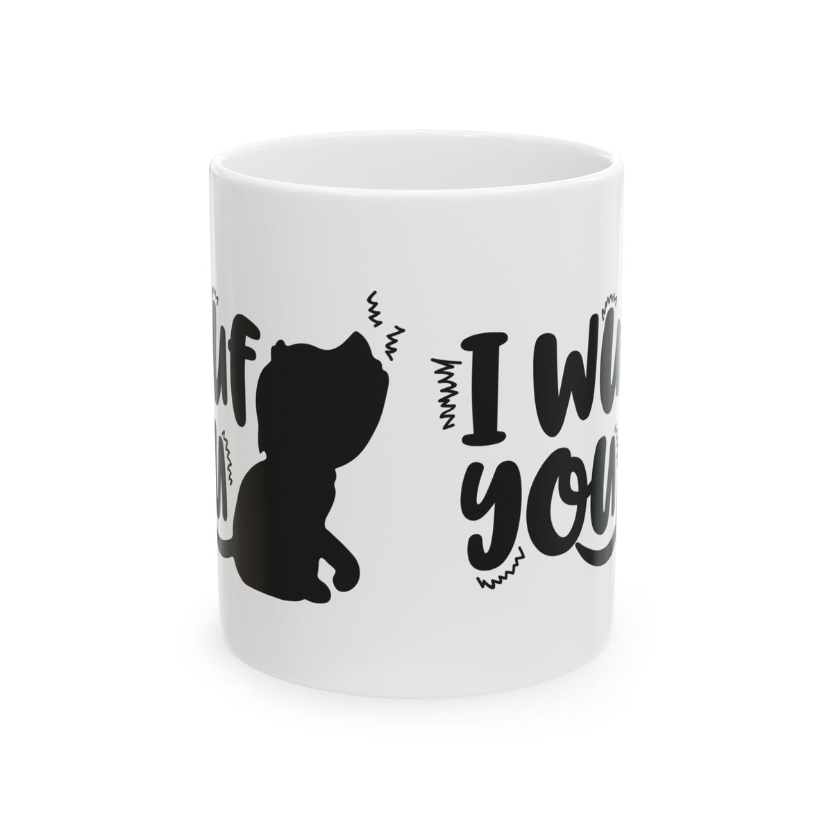 Dog Silhouette Ceramic Mug - "I Woof You" Funny Pet Lover Coffee Cup 11oz   Item #338564
