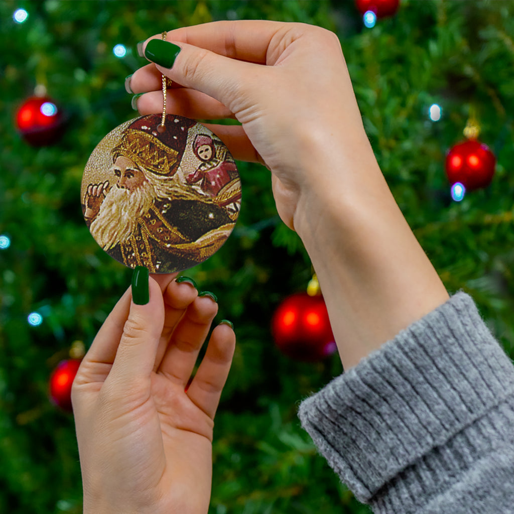 Santa Ceramic Disc Ornament            Item #7028064