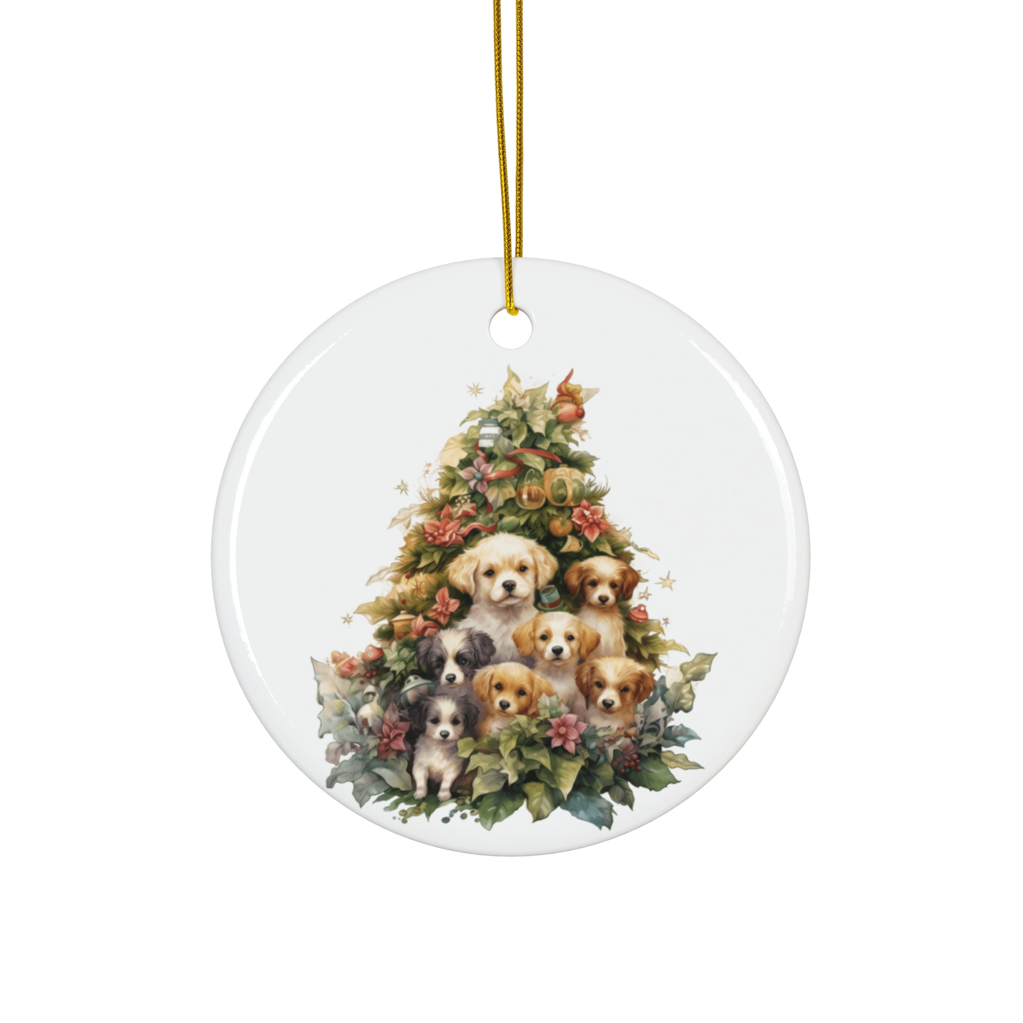 Christmas Dog Ceramic Disc Ornament                 Item #1565565