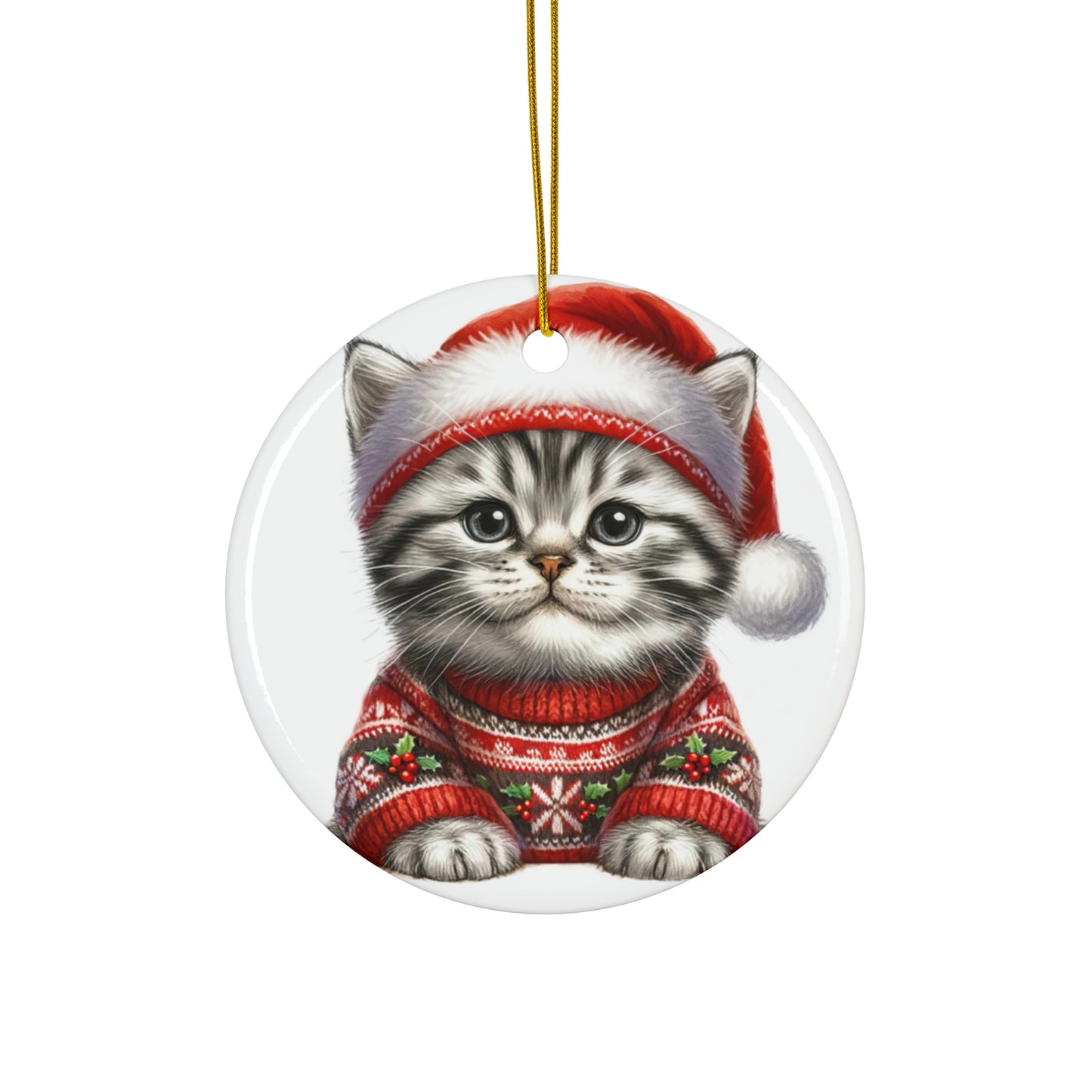 Ceramic Ornament - American Shorthair Christmas Kitten     Item #7122358