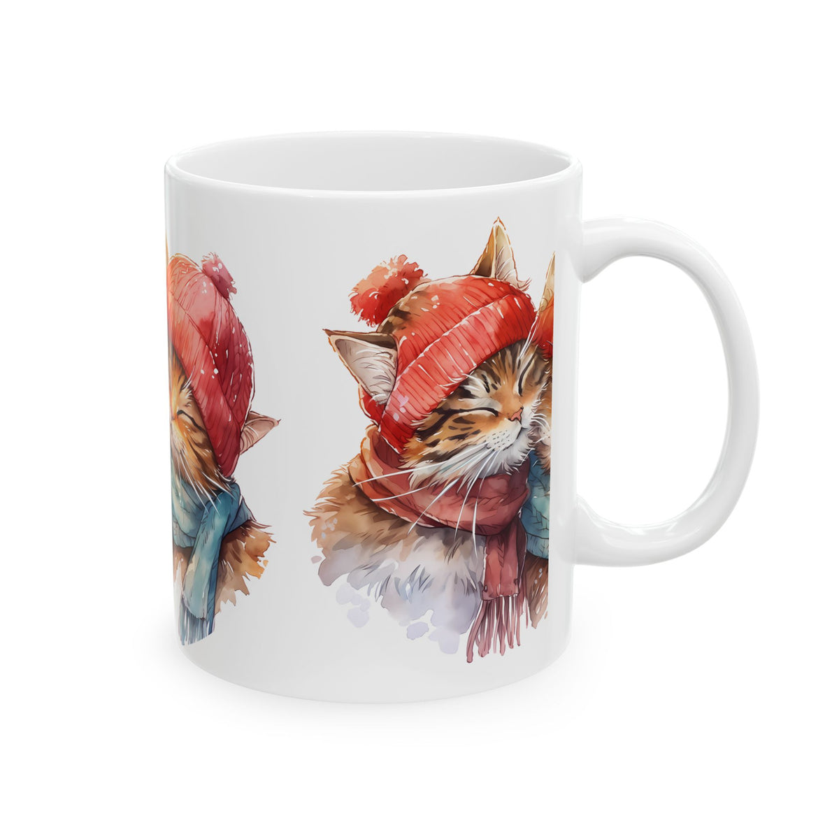 Cozy Kittens Winter Mug — Cute Cats in Hats Ceramic Coffee Cup 11oz   Item #980806