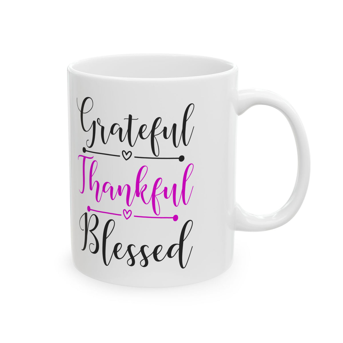 Thankful Grateful Blessed Ceramic Mug — Inspirational Coffee Cup 11oz   Item #788057