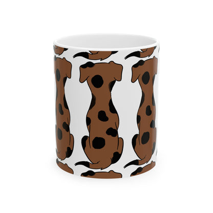 Brown Spot Dachshund Pattern Ceramic Mug 11oz   Item #31666