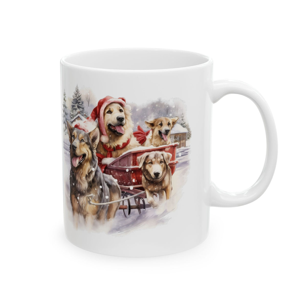 Festive Dogs In Sleigh Ceramic Mug 11oz  Item #832719